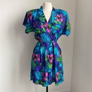 Vintage Multicolor Tropical Jumpsuit Romper